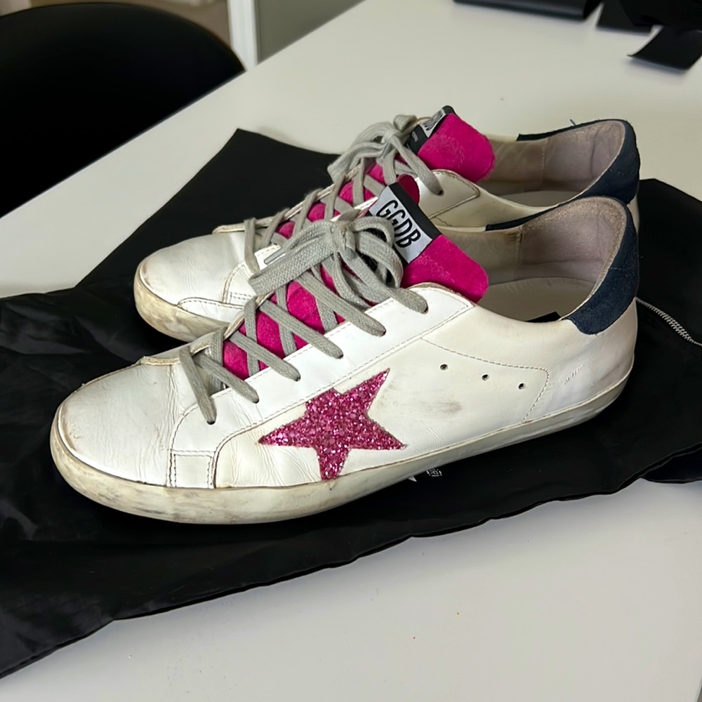Golden Goose Superstar low tops pink white and navy size 41
